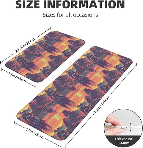 Miniatura 3 de Antifatigue Kitchen Mats for Floor 2 Piece - Cyber Retro Western Cowboy Print Kitchen Rugs Non Slip Washable, Runner Rug Standing Mat for