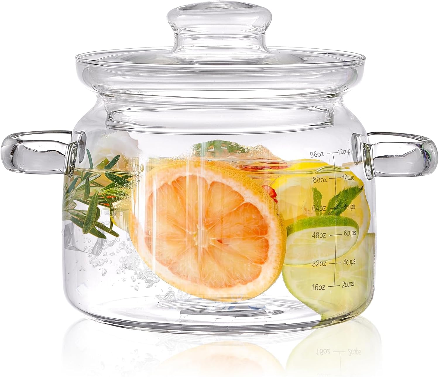 96Oz Borosilicate Glass Saucepan With Lid,Clear Glass Simmer Pot for Cooking on Stove with Lid - Microwave, Stove and Dishwasher Safe Potpourri Pot and Serving Dish
