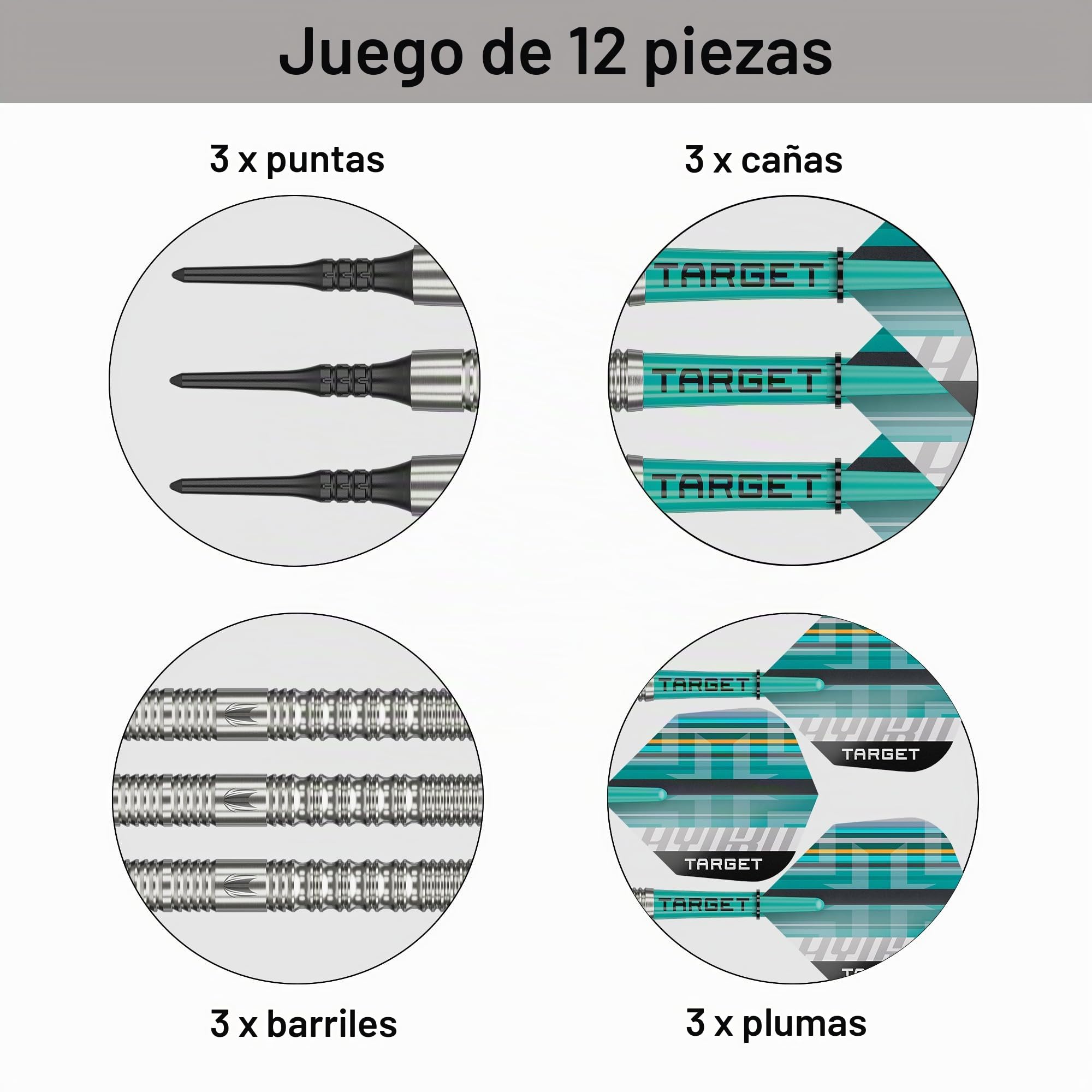 Target Darts Hydro Punta Blanda Juego de Dardos (Barril 12), 18G/20G | Dardos con 90% de Tungsteno, Plumas Pro Ultra N.º 6, Ejes Pro Grip Tag, Puntas Pixel | Juegos de Dardos Profesionales
