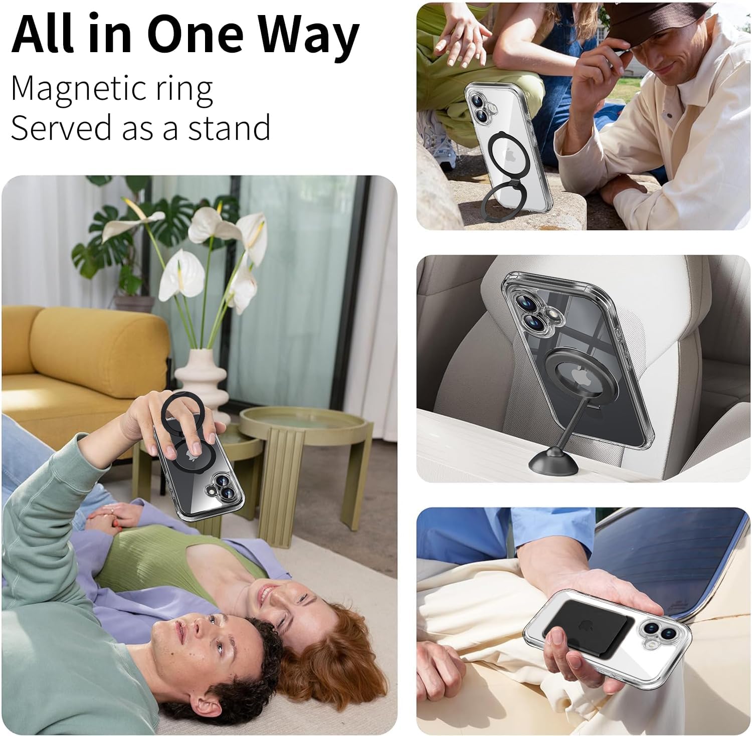 [Built-in Anti Peep Screen Protector & Invisible Magnetic Kickstand] Privacy Case for iPhone 16 [Integrated Lens Protection] [Compatible with MagSafe] Full-Body Drop Proof Phone Case - Black - Image 6