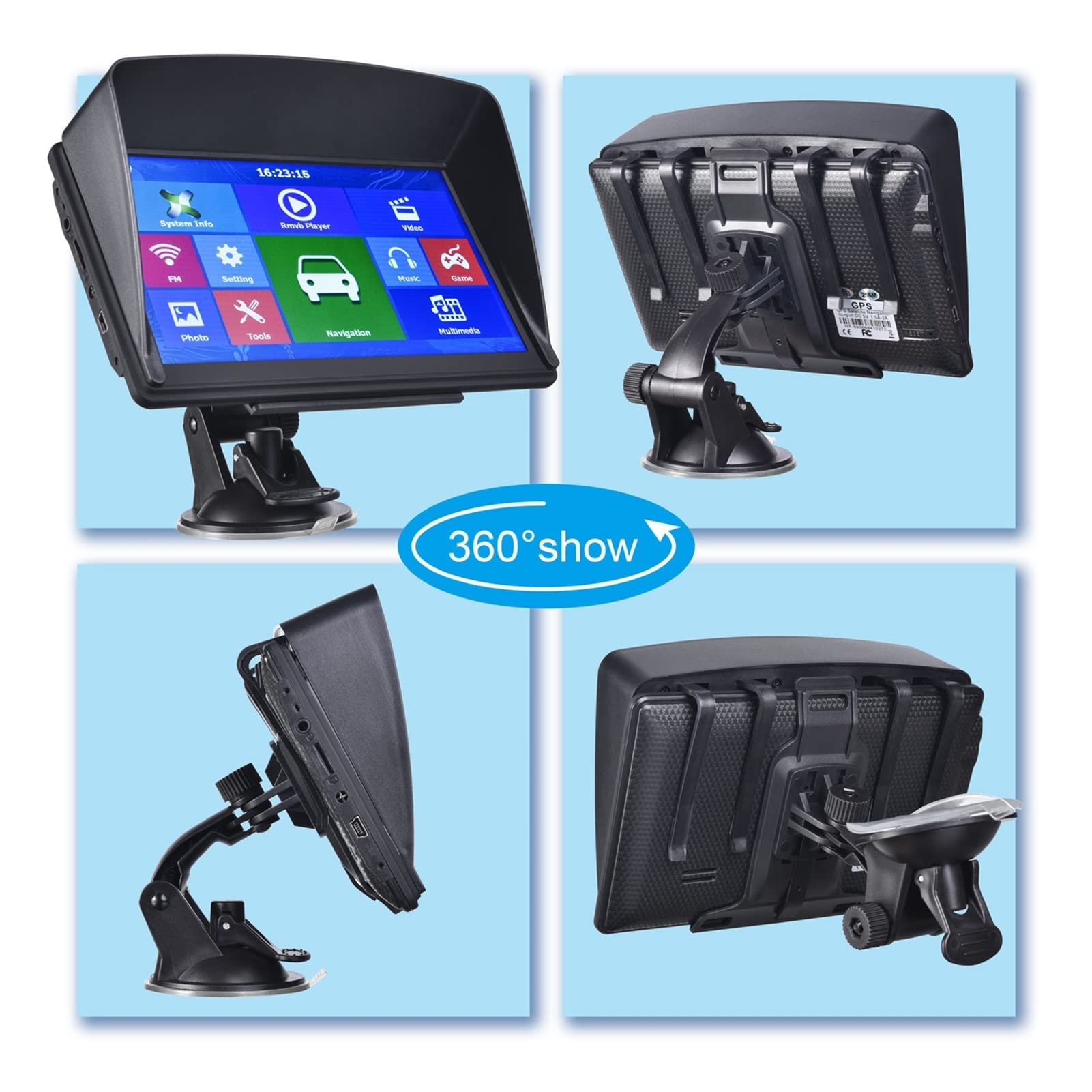 Navigazione GPS per camion, camper, auto Capacità Capacitivo 800 * 480 Capacità 8G256MB +. Sunshade Bluetooth. Avin. Mappa Navitel Europe Mappa Sat Nav Truck GPS Navigazione Facile da usare (Size : 8