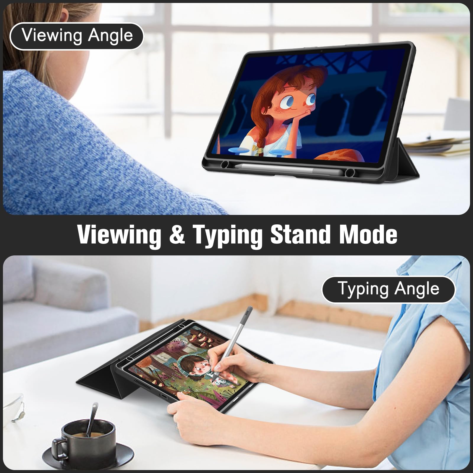 FINTIE Etui kompatybilne z Lenovo Tab M11 (TB330) 11-calowy tablet 2024 - [z uchwytem na długopisy] cienka, lekka, przezroczysta tylna obudowa z miękkiego TPU, czarne