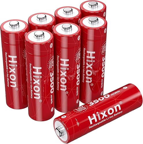 Miniatura 14 de Hixon Baterías AA recargables de 1.5 V, 8 baterías de litio recargables AA de 3500 mWh con cargador de batería de voz 2H, salida de voltaje Paquete