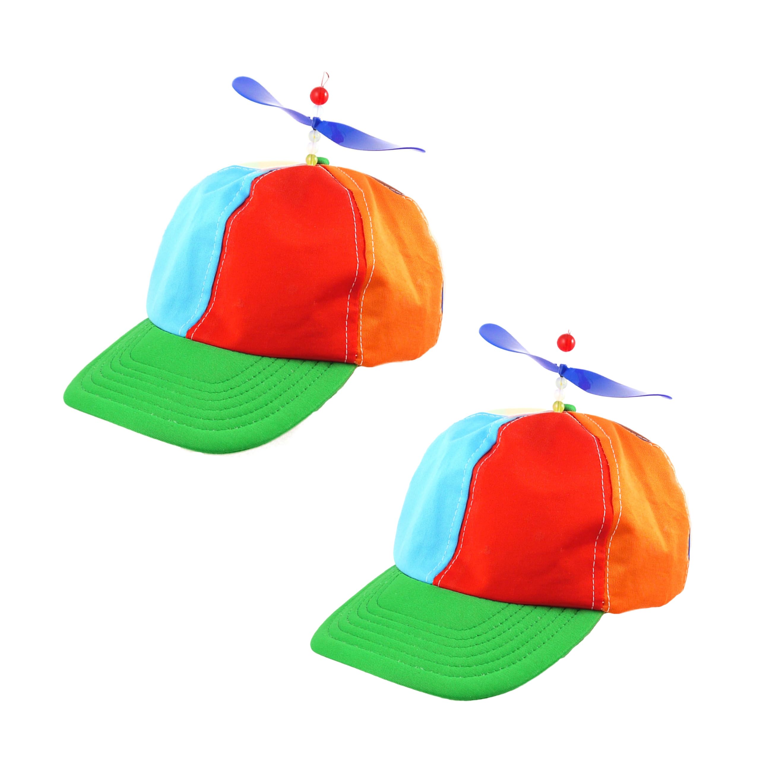Lizzy 2 x Helicopter Clown Hat | Adult Funny Fisherman Hat Colorful Patchwork Rainbow Propeller Cap, Summer Sun Protection Sun Hat Outdoor Hat for Fancy Dress Party Gifts