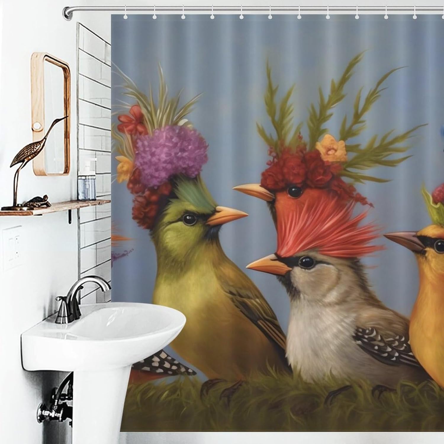 Animal Party Shower Curtain Textured Shower Liner Curtain Heavy Bathroom Shower Curtains with Grommets and Hooks Decor Bath Shower Curtains Set for Showers Bath Tubs 36'' X 72''