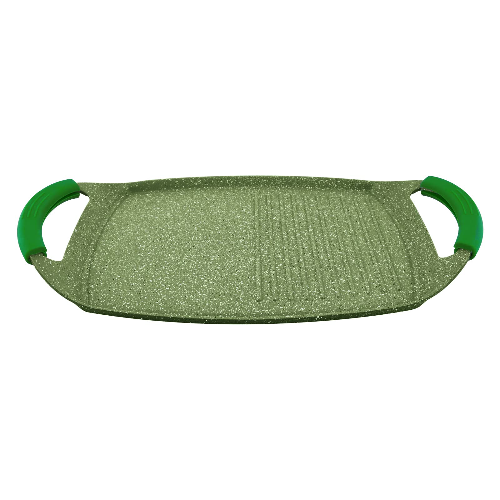 Essentials Grill Double Handle Frypan 47Cm | Non-Stick Granite Coated Grill Skillet | Induction Compatible Cookware | Green - PR81125