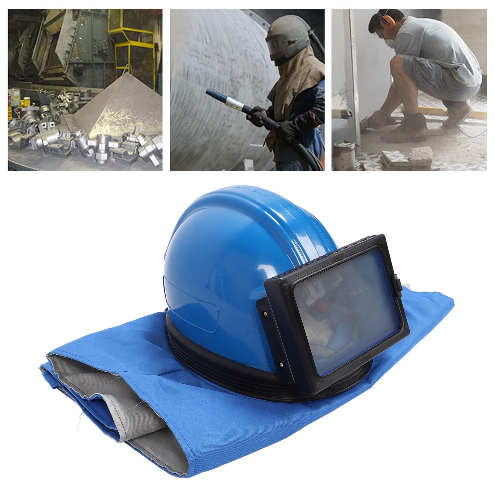 Casco de Chorro de, Capucha con Chorro de, Cubierta Facial con Traje sin Mangas para Pintura, Corte, Limpieza, Equipo de Seguridad para Trabajos industriales, Material ABS