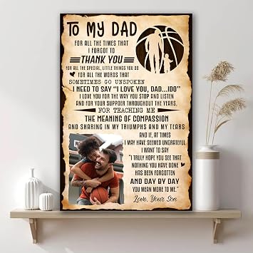 Mapileng Personalized Fathers Day Gifts For Dad, To My Dad Canvas, Fathers Day Canvas Wall Art With Names, Unique Birthday, Thanksgiving, Christmas Gifts For Father From Son