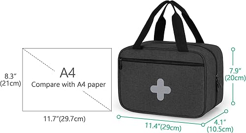 Miniatura 5 de CURMIO Pequeña bolsa de primeros auxilios vacía, estuche para botiquín de primeros auxilios familiar, caja organizadora de almacenamiento de