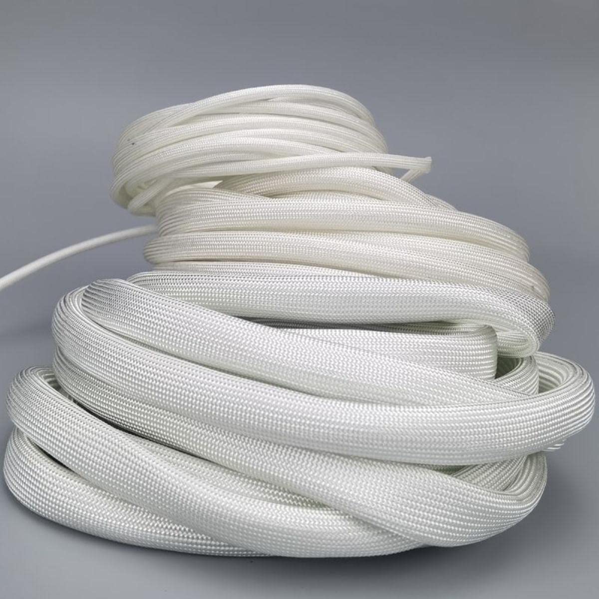 1-10 m, 1-40 mm, 600 °C, wysoka temperatura, plecione, miękkie węże z włókien chemicznych, pleciona tuleja z włókna szklanego, izolacja, ochrona kabla, 10 m, 30 mm