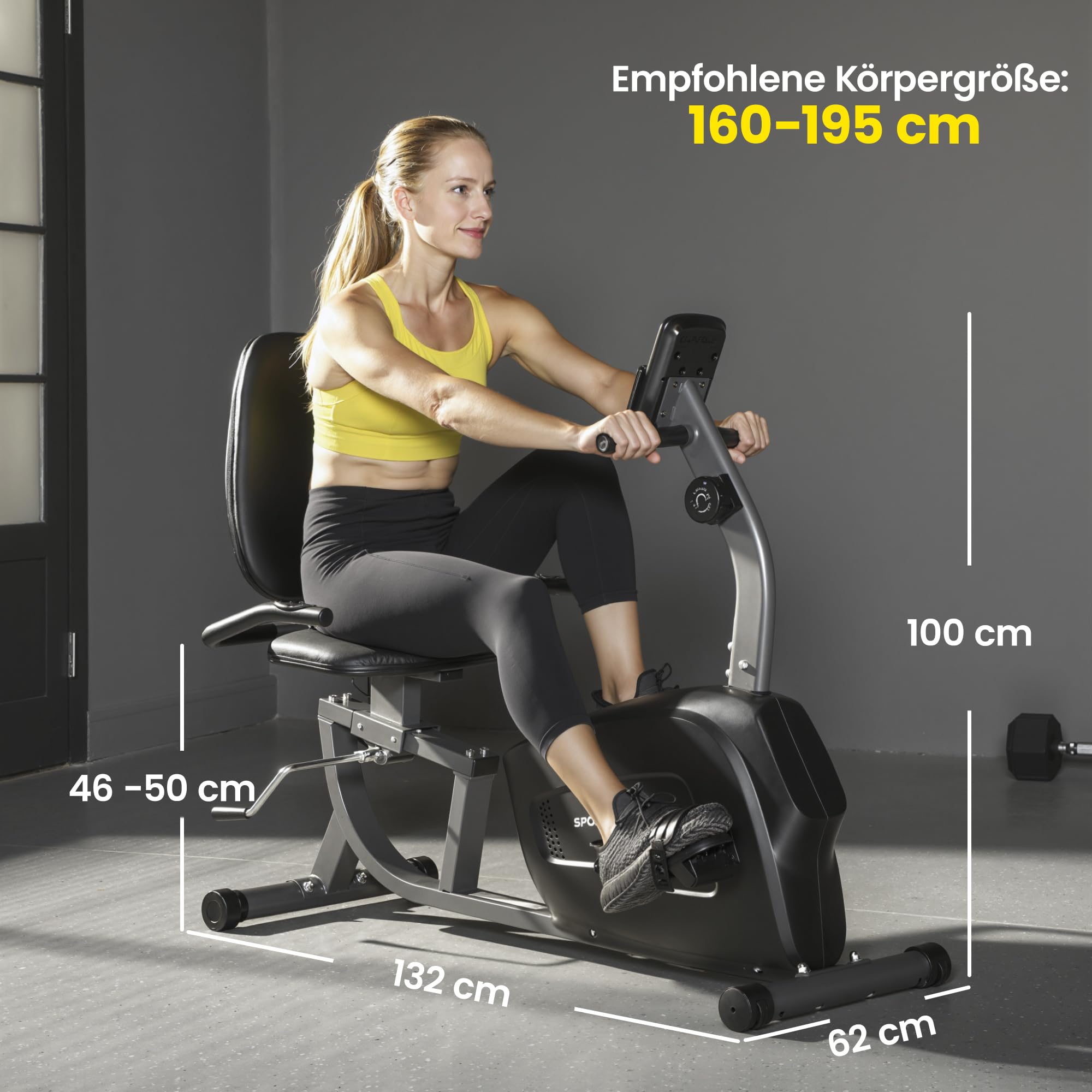 SPORTNOW Liegeergometer für Zuhause mit 8 verstellbar Widerstandsstufe Magnetbremse Pulssensor LCD-Display Senioren Leise Liegefahrrad Heimtrainer mit verstellbar Bequem Sitz Sitzergometer Bis 135kg