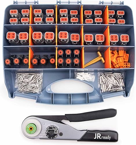 JRready DTP & DTHD Deutsch Connector Kit de herramientas de crimpado ST6361 contiene conectores eléctricos automotrices DTP de 2,4 pines y DTHD de 1