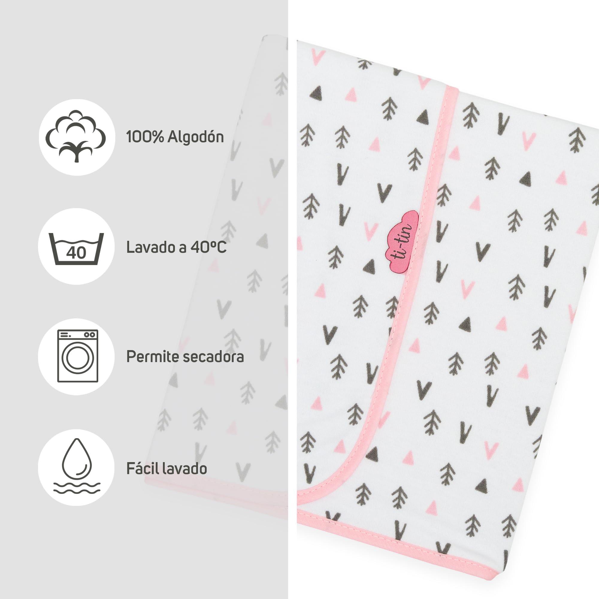 Ti TIN arrullo para bebé 80 x 80 cm, Doble Capa de algodón 100%, Transpirable, Extra Suave, fácil Lavado y Apto para Secadora, diseño Ligero y Estampados Divertidos