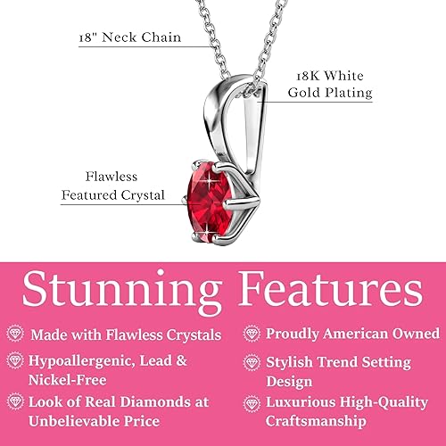 Miniatura 2 de Cate & Chloe Collar con colgante de piedra natal chapado en oro blanco de 18 quilates con diamante simulado solitario de 1 quilate, collar de piedra