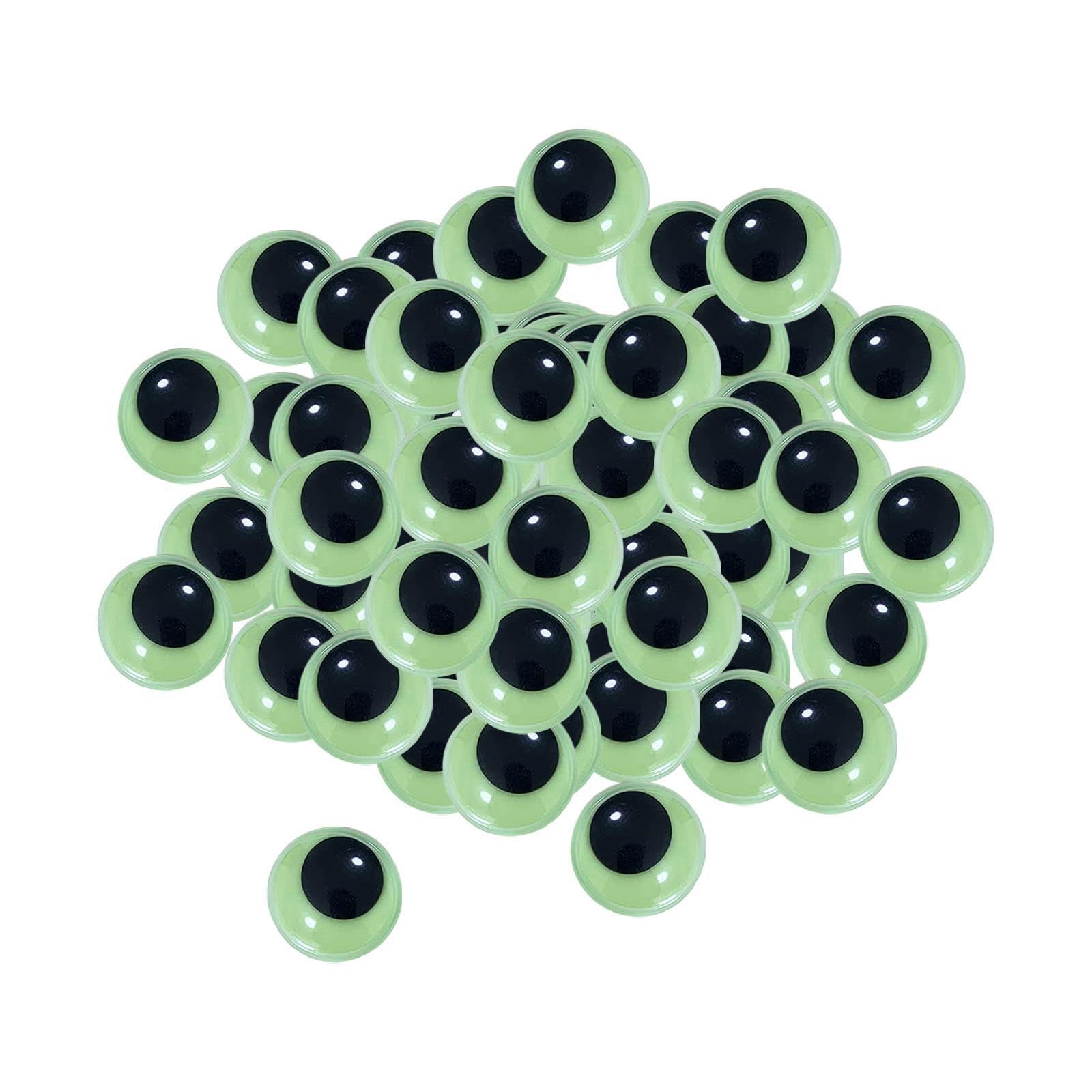 KIXZSAZ Realistic Stick On Movable Eyes for Stuffed Animals Luminous and Ergonomic These Glow in Dark Googly Wiggle Eyes are Made of Abs Which is Not Harmful, Black White, 10mm 100 pcs
