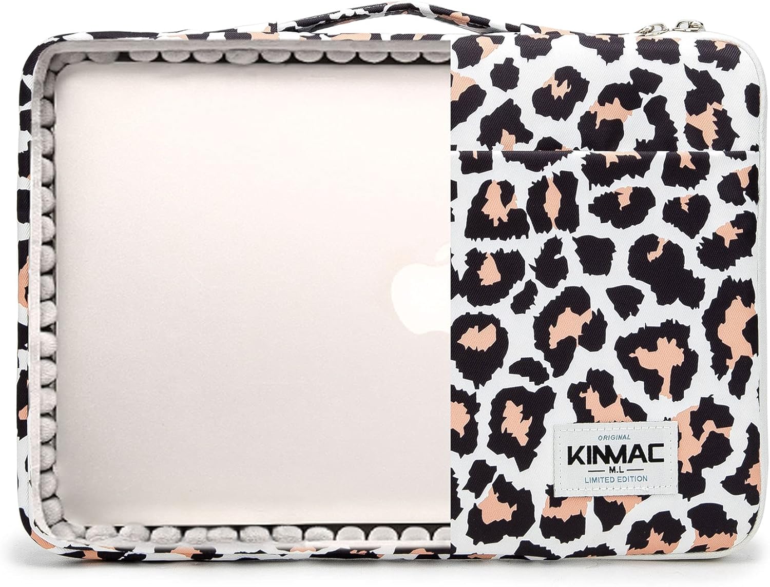Kinmac 360deg Protective Water Resistant Laptop Case Bag Sleeve with Handle (Leopard-Pink, 13.5 inch-14 inch) - Image 6