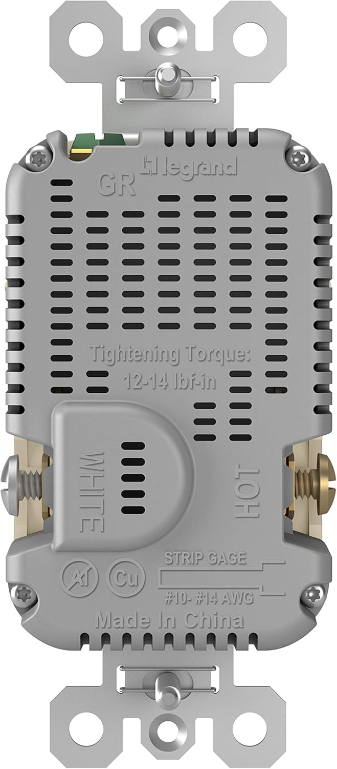 Legrand Pass & Seymour TR20USBAC6LA 20 Amp Tamper-Resistant Heavy-Duty Specification Grade Decorator Duplex Receptacle Outlet with Ultra Fast USB A/C 6.0A Charging Ports, Light Almond (1 Count)