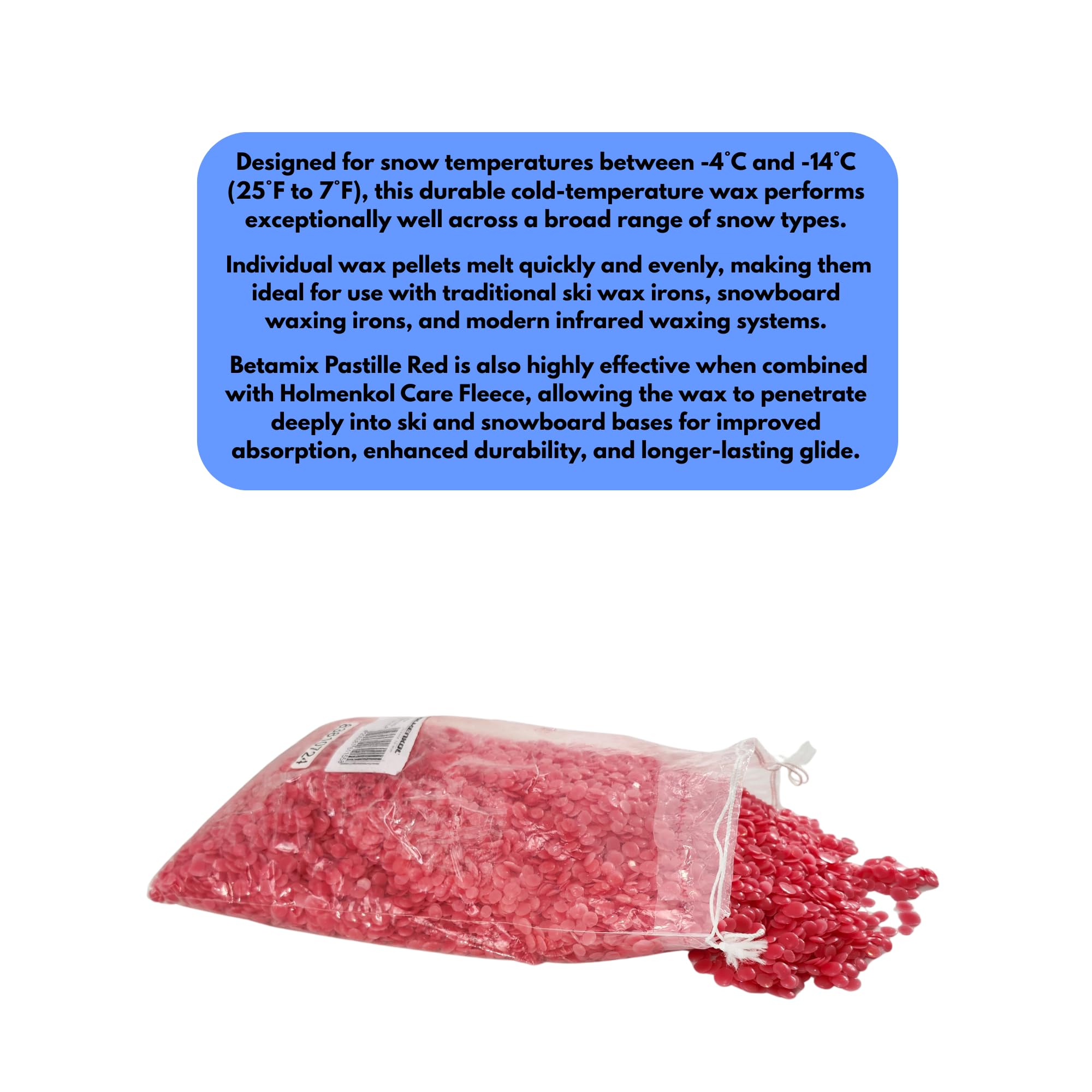 Holmenkol Unisex - Cera da Sci per Adulti, Colore Rosso, 1 kg
