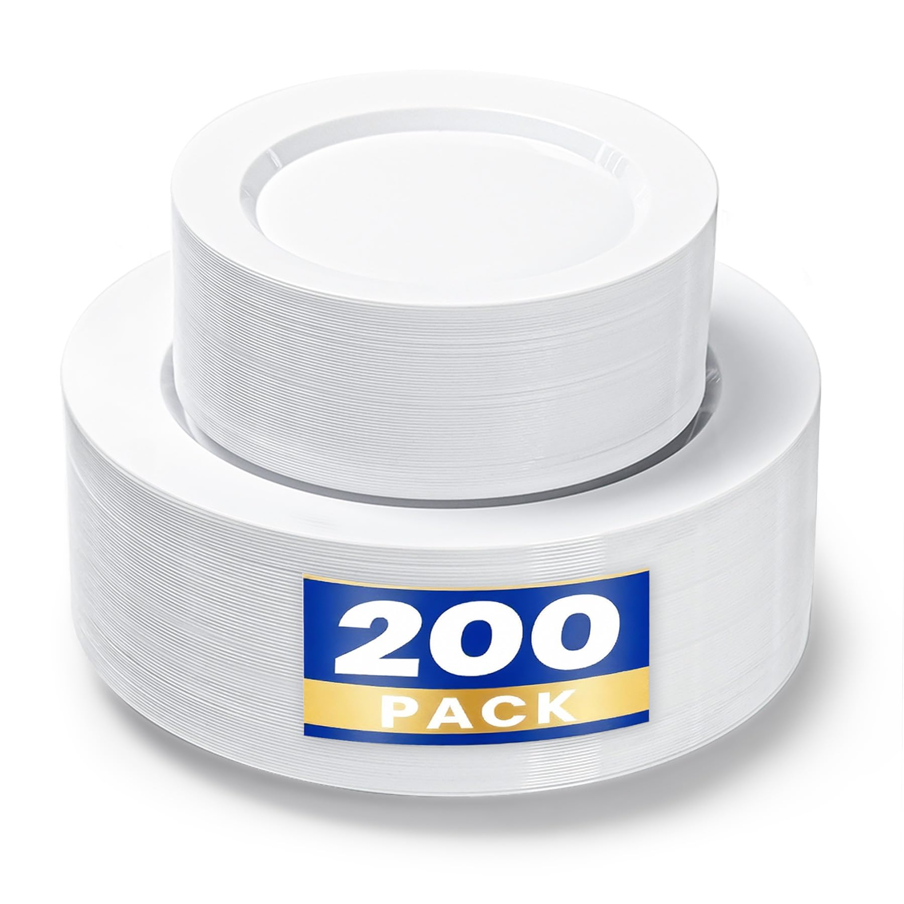 White Plastic Plates - 100 Pack, Heavy Duty -13 White Plastic Plates - 100 Pack, Heavy Duty -13