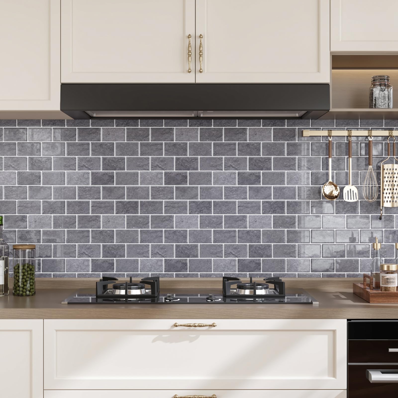 CRE8TIVE 16 Pezzi Piastrelle Adesive Effetto Cemento Grigio Mattonelle Adesive Cucina Autoadesiva Rettangolare Paraschizzi Cucina Piastrelle Adesive Bagno Impermeabile per Lavanderia 30.5cm x 30.5cm