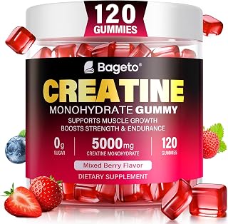 Creatine Monohydrate Gummies 5000mg for Men & Women, 120 Count Creatine for Enhanced Muscle Growth, Strength, and Recovery, Sugar Free Pre-Workout Supplement-Mixedberry Flavor 120 Count (Pack of 1)
