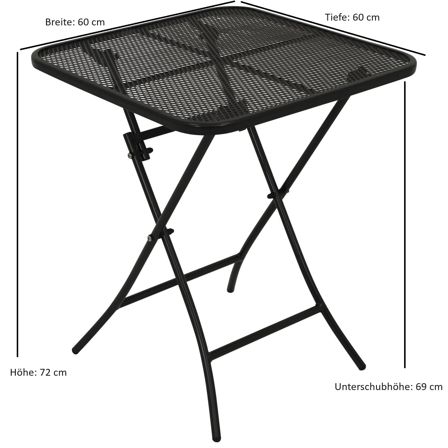 DEGAMO Gartentisch Bistrotisch RIVO 60x60cm quadratisch, klappbar, Farbe eisengrau, Outdoor