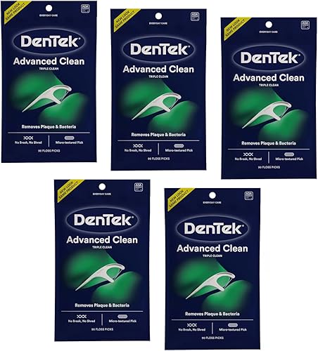 DenTek Triple Clean Advanced Clean - Púas de hilo dental (90 unidades, 5 unidades)