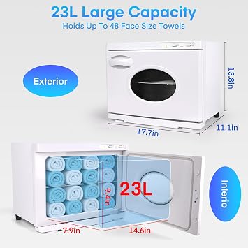 TopDirect Hot Towel Warmer Cabinet 23L, Extra Large Capacity Towel Warmers Spa with See Through Window, Professional Towel Heater Cabinet for Spa, Salon, Home