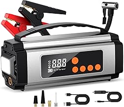 7-in-1 Car Jump Starter Booster with 150PSI Compressor, 2000A Car / Motorcycle Battery Starter for 12V 8L Petrol and 5L Diesel, Emergency Jump Starter with Torch, Jump Starter with USB-C and