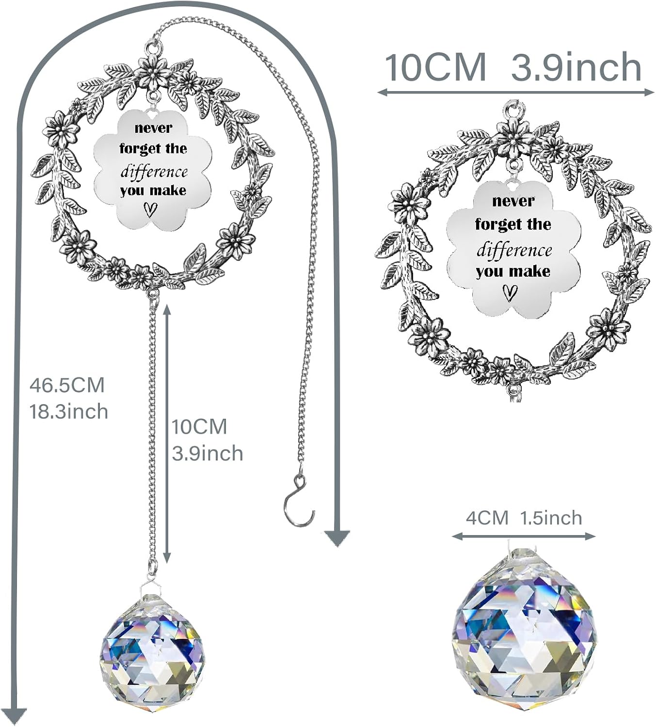 Thank You Gifts Never Forget The Difference That You Make Suncatcher,Sun Catcher Retirement Farewell Going Away Goodbye Appreciation Gifts for Men Women Coworker Boss Friend (A)