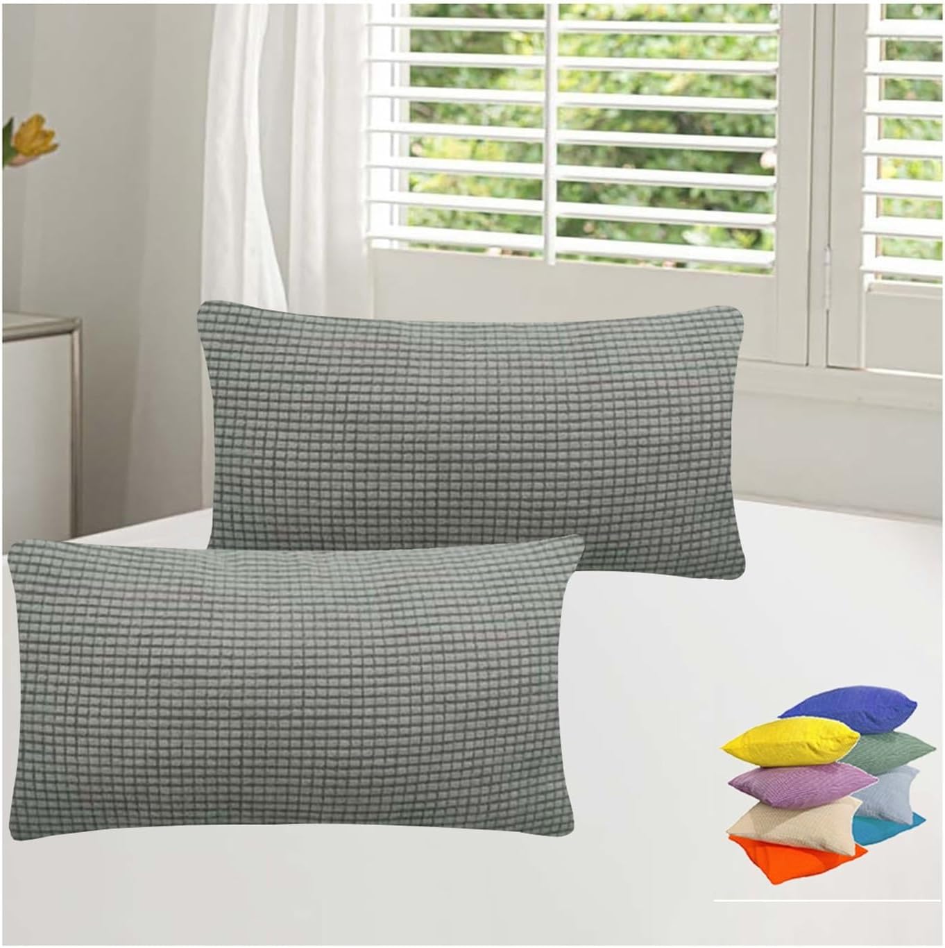 Throw Pillow Covers 18x18 Cotton and Polyester Pillow Protectors 20x20 Set of 2 Pillowcases Standard Long Pillow Cases with zipper Decorative for Sofa Car Bed Cushion Slipcover(170,60x80 cm 24x32 in)