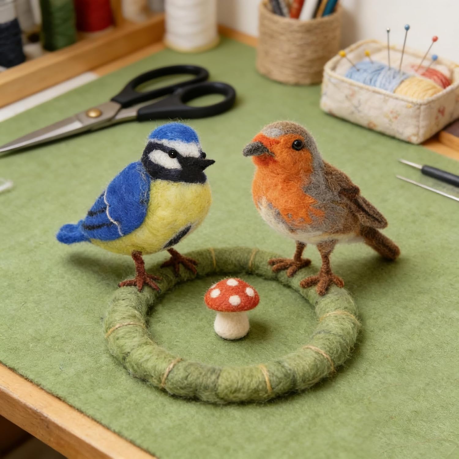 Feltsky Robin and Blue Tit Bird Needle Felting Kits for Beginners DIY Craft Kit Include Everything to Make