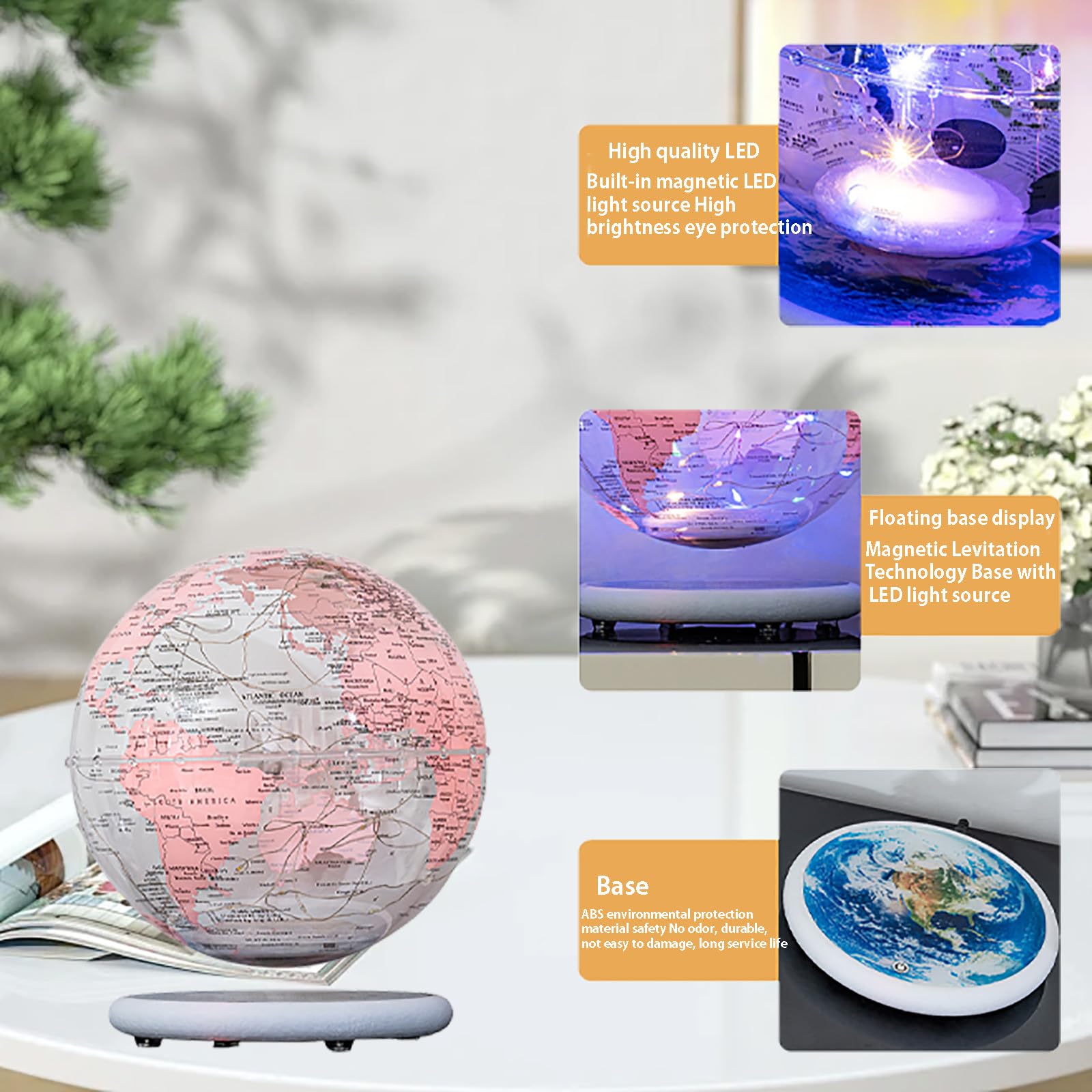 Luce LED A Levitazione Magnetica, 3 Livelli Touch Control Lampada Da Scrivania Moderna 4W 3800-3900k Lampada A Bilanciamento Magnetico Intelligente USB Luci Notturne Creative - 4