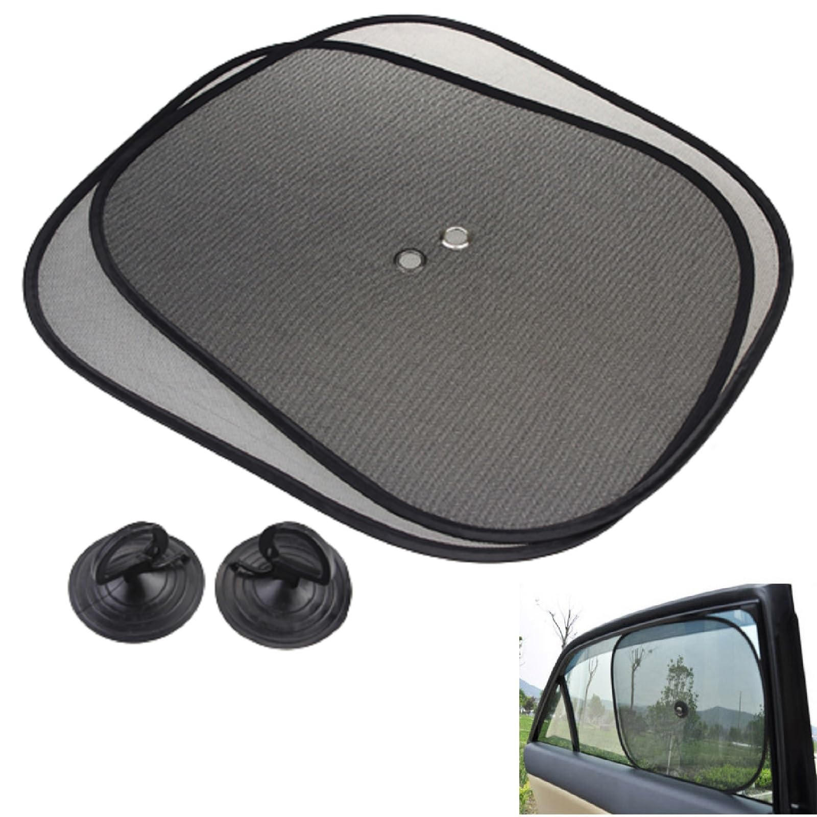 Parasol Coche Infantil Lateral Ventana,Parasol Coche Bebe,Parasoles Autoadhesivos,Ventana Coches Trasero Sombrilla Universal,Parasol Ventana Coche Doble Tejido Apto para la Mayoría De Coches,2Pcs