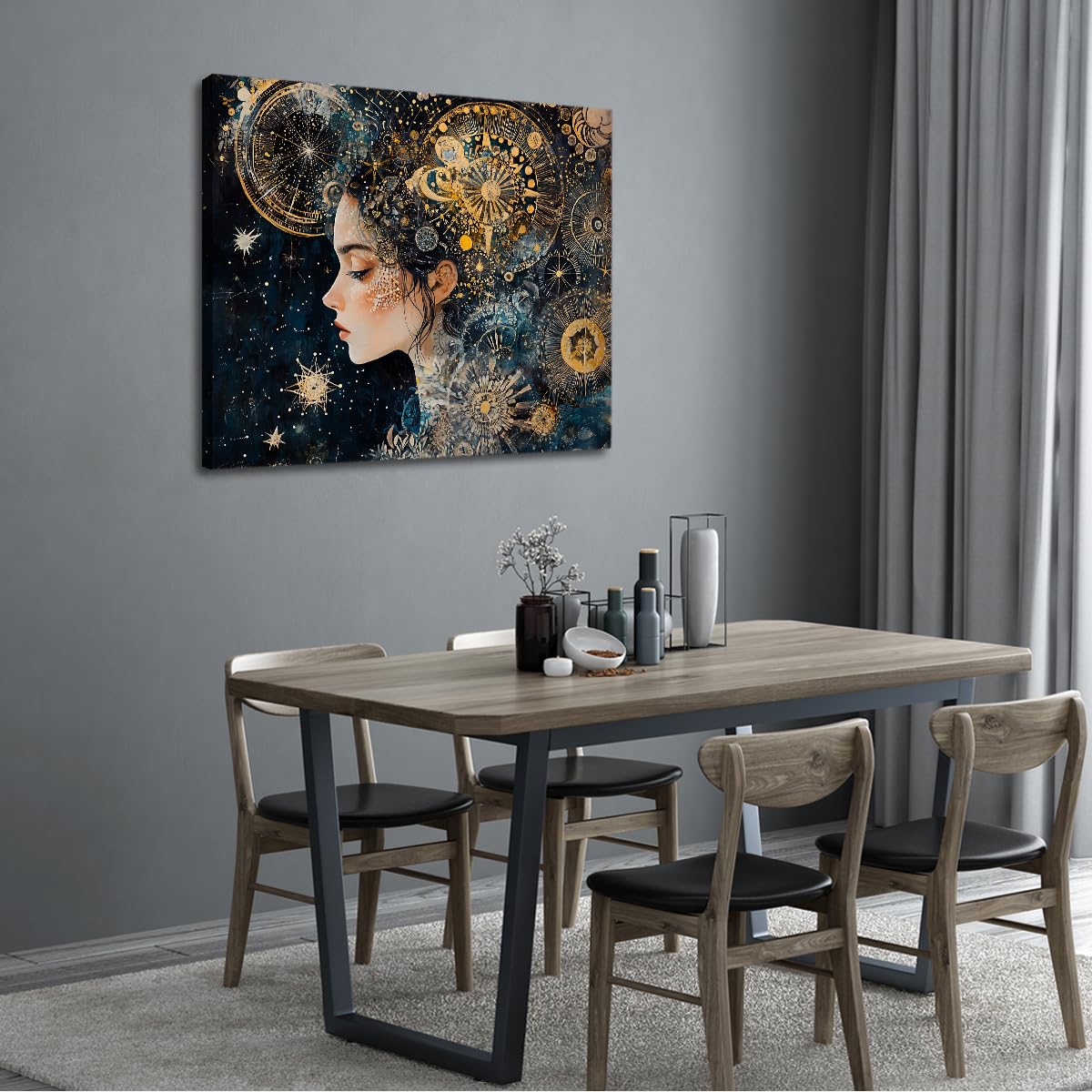 Via Vela Toile de rêve Art mural Murale galaxie Œuvres d’art vintage Affiches abstraites Bohèmes encadrées d’étoiles Peinture pour la déco du salon et de la chambre 45x60cm