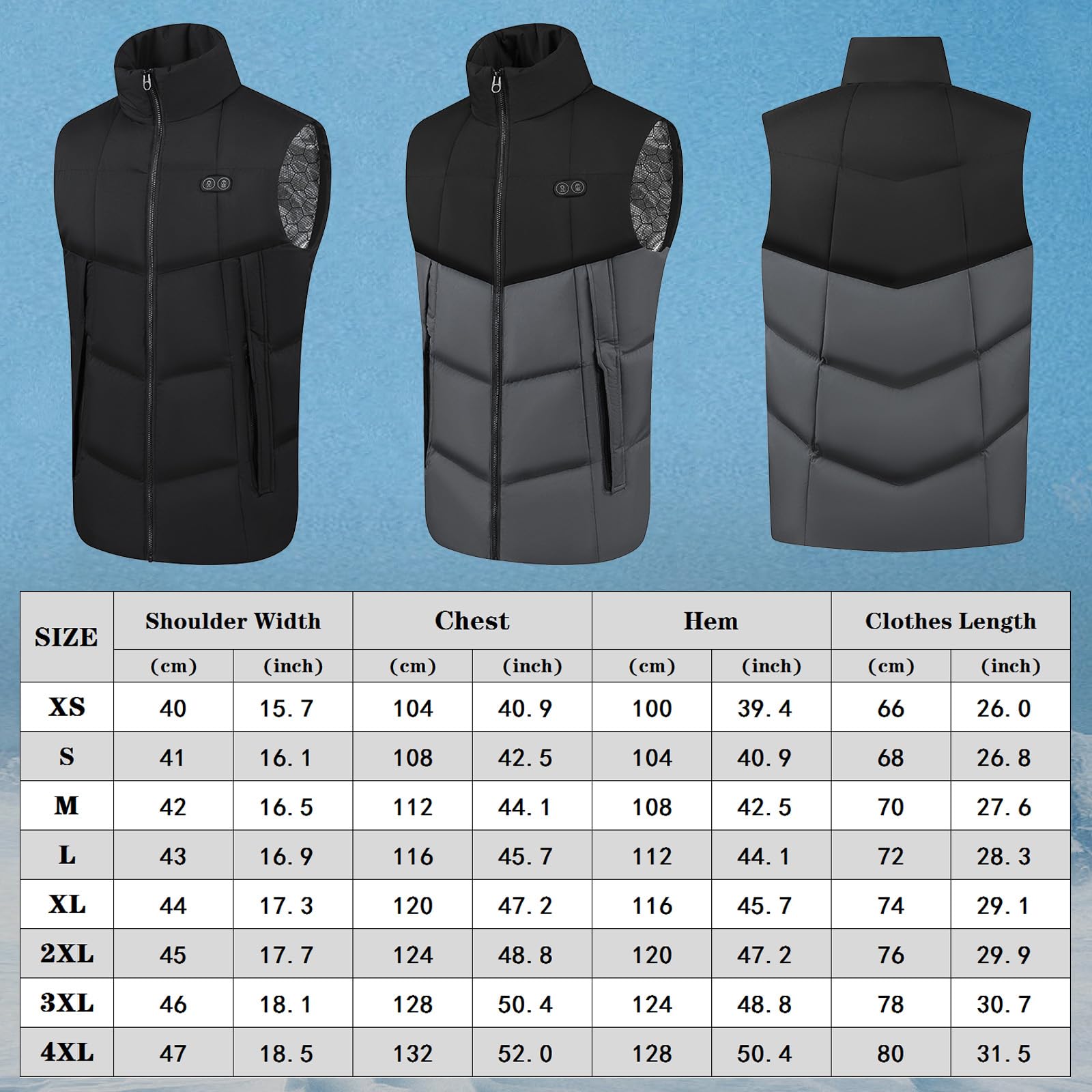 Gilet Riscaldato da Uomo Gilet Riscaldante Elettrico Intelligente A 17 Zone, Giacca Riscaldata Leggera, Cappotto Caldo, Batteria Non Inclusa