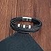 Luxury Stainless Steel Beaded Bracelet Fashion Men's Jewelry Classic Multilayer Braided Leather Bracelet Men Gift PJ5AA (Black-20.5cm)