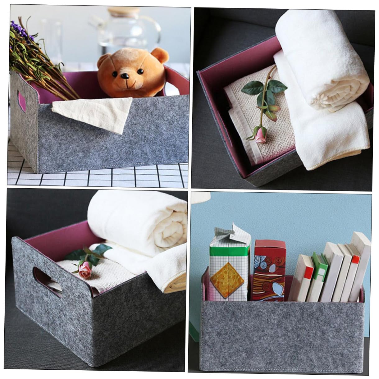Cesta De Almacenamiento Plegable De Fieltro Organizador De Objetos Contenedor Práctico Para Oficina y Hogar Diseño Simple y Elegante
