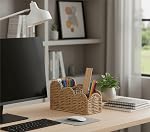 CubesLand Bureau de table de chevet Organisateur Caddy, Remote Pen & Pencil Holder Cup, Porte brosse de maquillage avec/Scalloped Parfait pour la maison, bureau, salon Table Décor, 3 Fentes Neutre