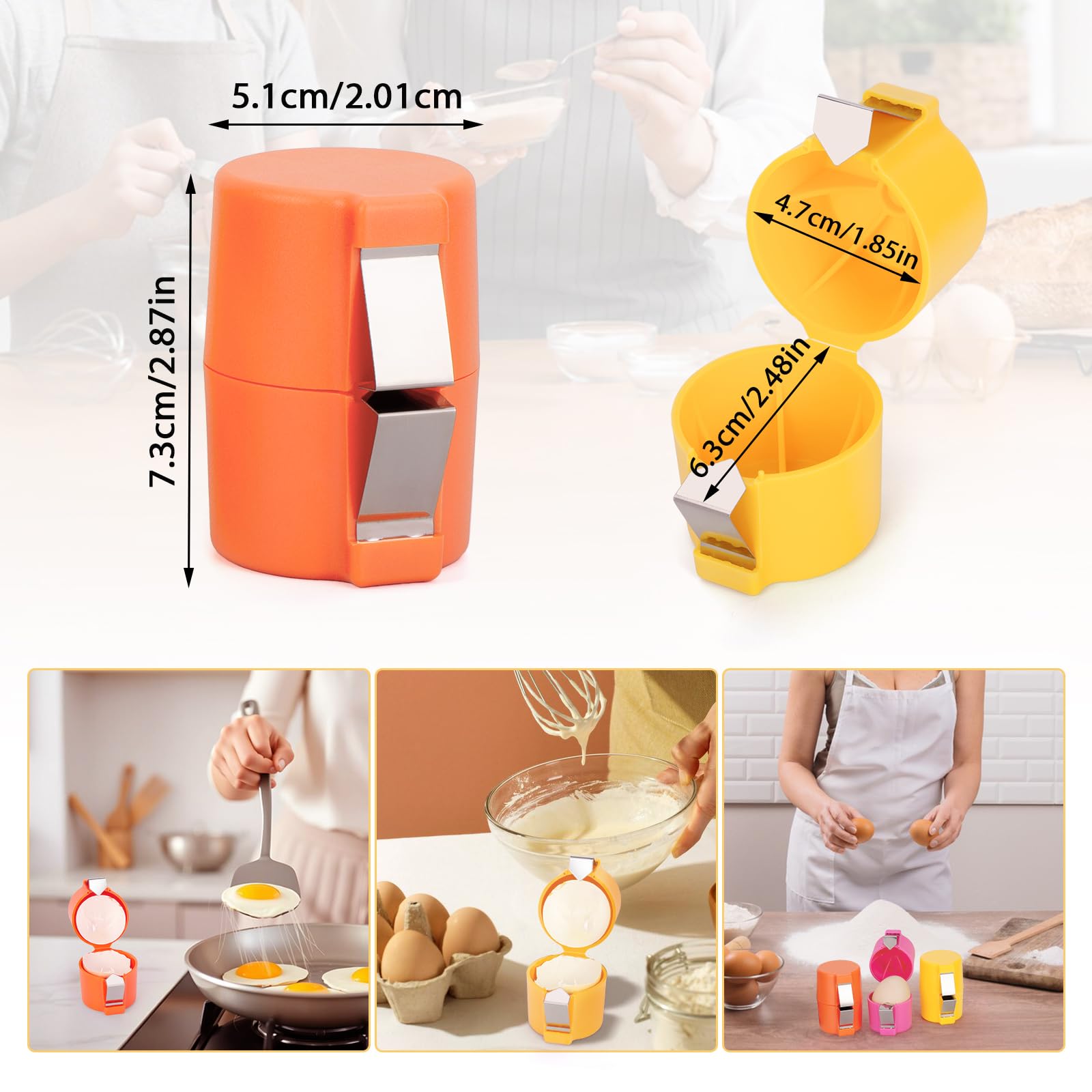 3-Piece Egg Opener Set - Raw Egg Breaker, Handheld Tool for Cooking & Baking