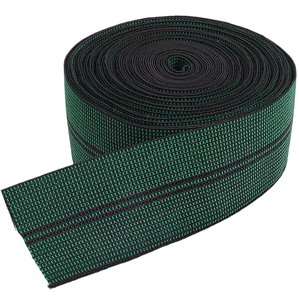 GORGECRAFT 32.8ft Upholstery Repair Webbing High Tensile Strength Stretchy Upholstery Roll Green Elastic Webbing Straps with Reinforced Edges Woven Tape for Furniture Seats Sofa Chair Couch Repair