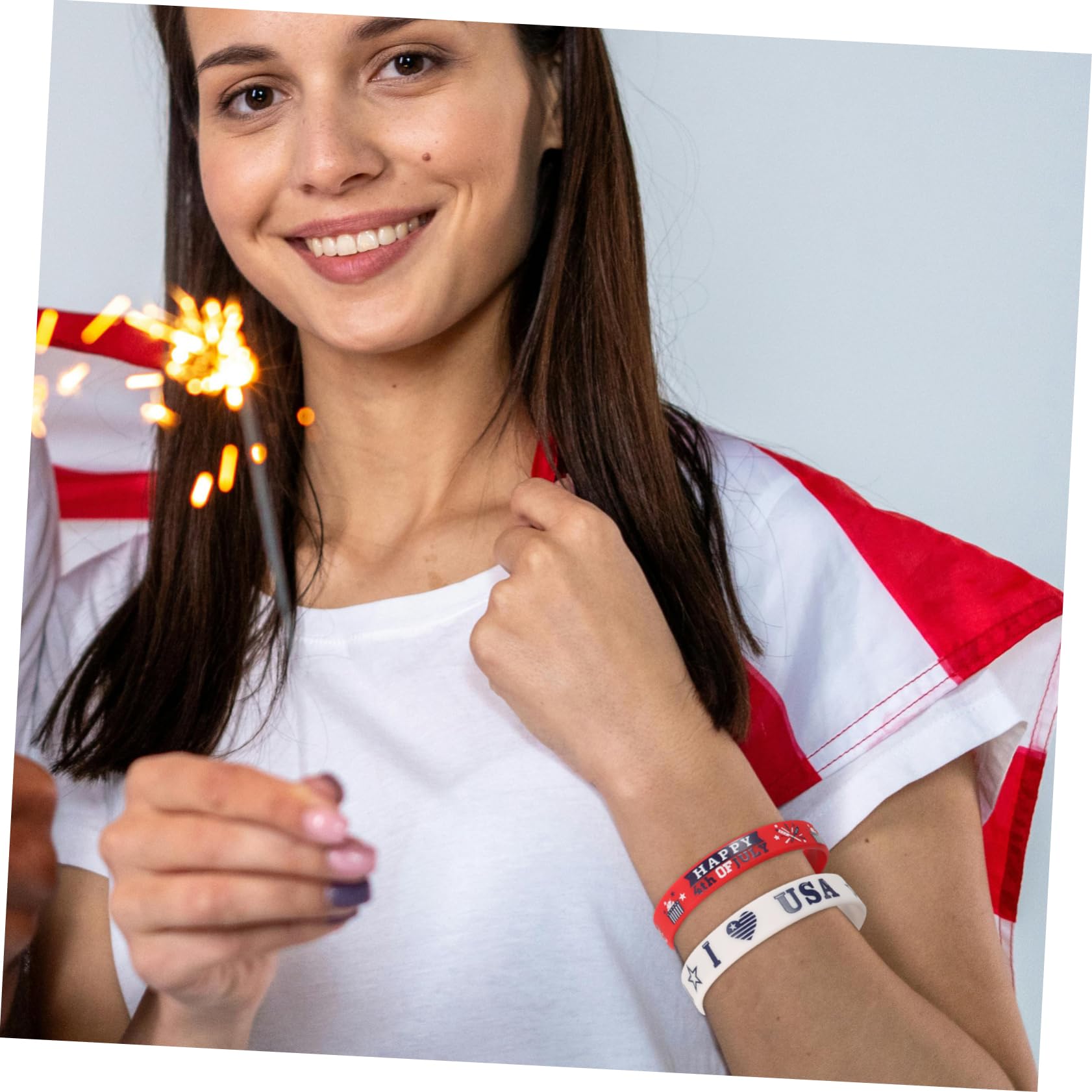 DOITOOL Braccialetti Silicone Per Usa Accessori Patriottici Leggeri Per Celebrazioni