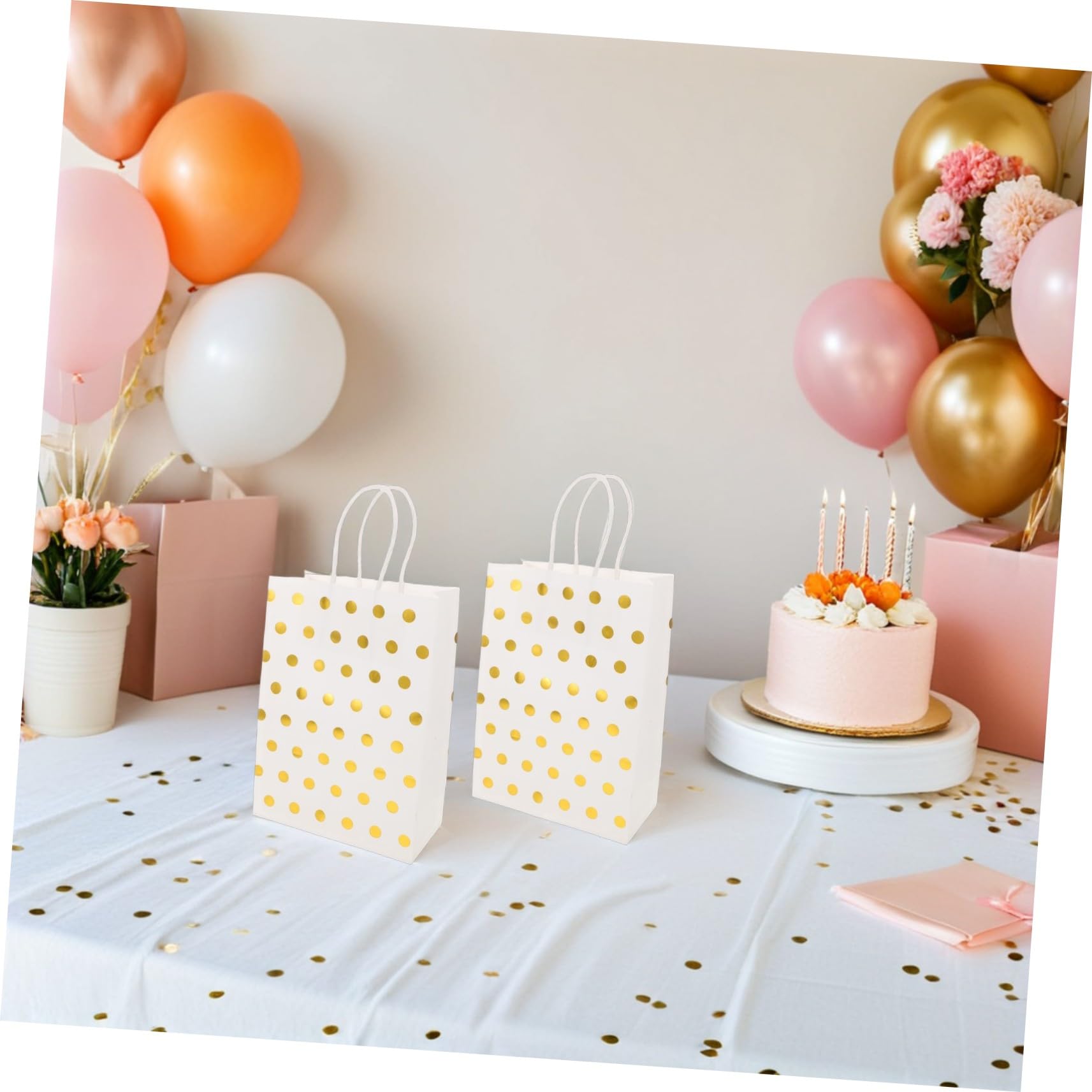 Homoyoyo 30pezzi Sacchetti Regalo in Carta Kraft con Motivo Pois Dorato con Manici per Confezioni di Gioielli Bomboniere e Shower