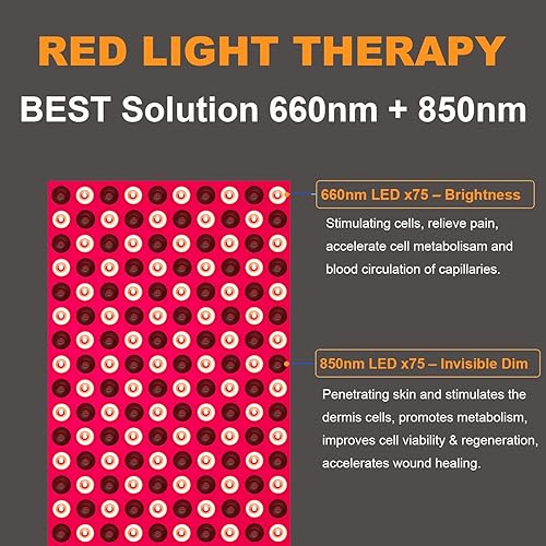 Miniatura 4 de Terapia de luz roja, terapia de luz roja para cara corporal, panel de luz roja cercana al infrarrojo 850 nm y rojo profundo 660 nm para aliviar el