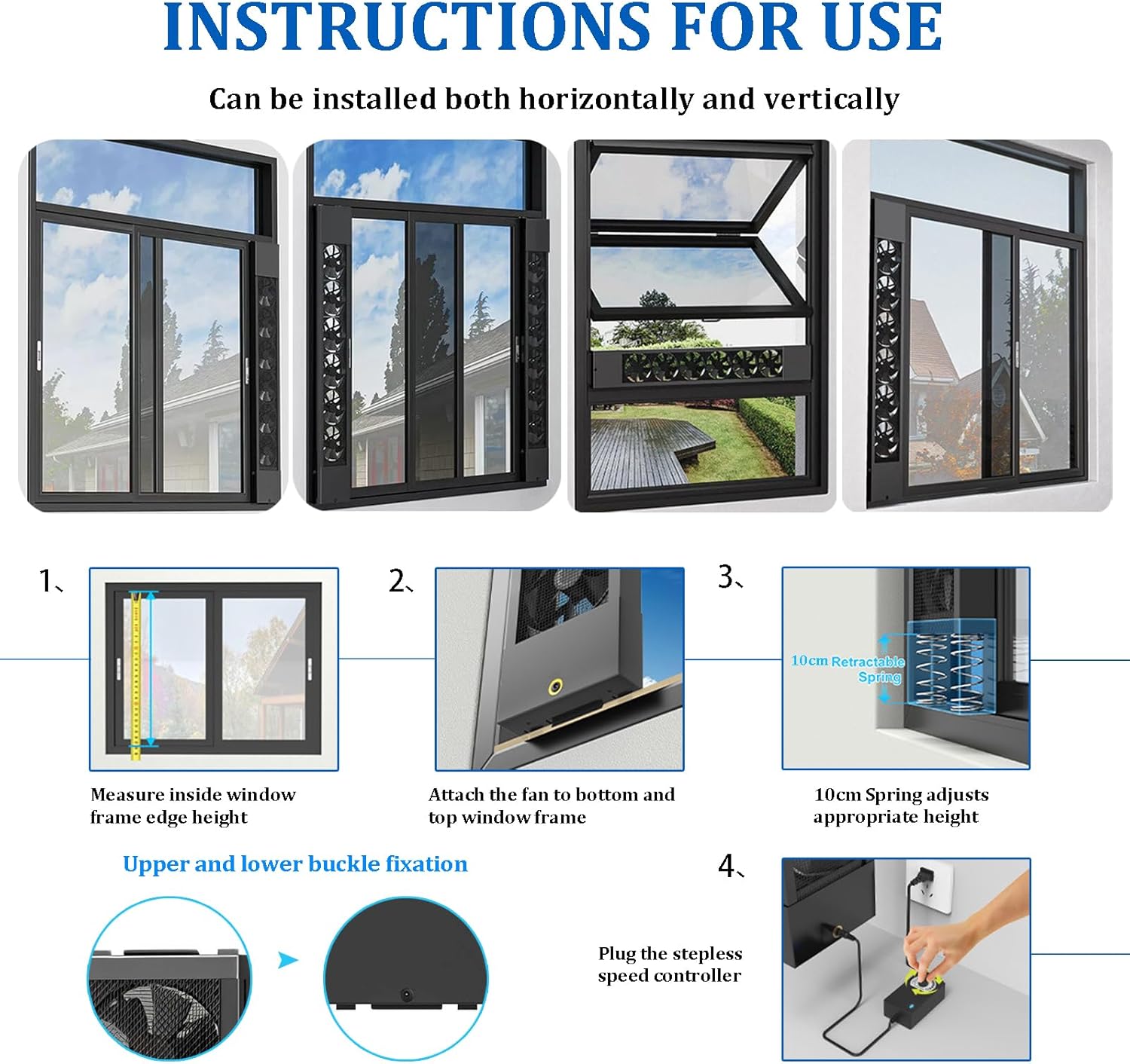 Vertical Window Exhaust Fan for Sliding Windows, Tool-Free Expandable Ventilation Fan with 3.9" Retractable Panel, 0-2800 RPM Variable Speed for Bedrooms, Smoke Removal 15.4~19.3in/ 39~49cm
