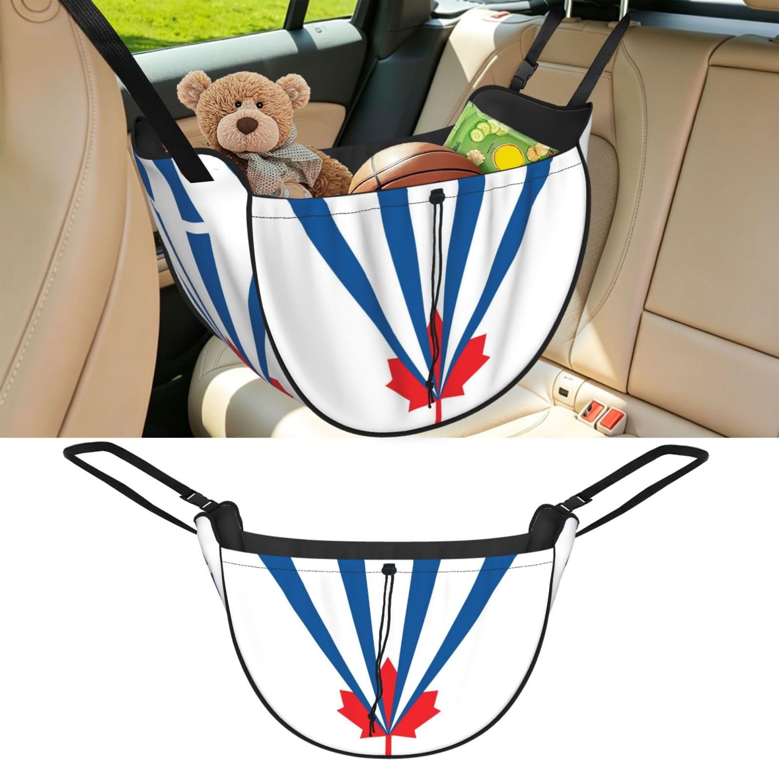 Cntdbu Black Flag Of Vaughan Car Seat Organizer-Backseat Storage Bag For Travel