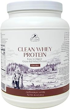 Mt. Capra Clean Whey Protein | Grass-Fed Undenatured Goat Whey Protein Powder | 24 g Protein Per Serving, All Natural, Non-GMO, High in Branch Chain Amino Acids | Chocolate | 15 Servings - 16 oz