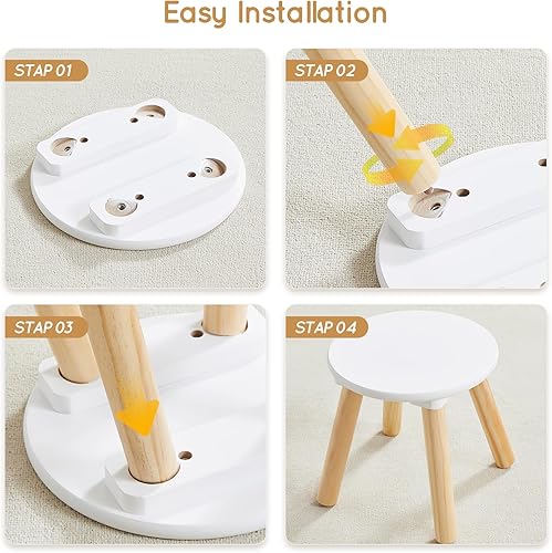 Miniatura 5 de Beright Taburete de madera para niños, taburete para niños, mesa sensorial perfecta a juego, taburete resistente de 9 pulgadas con cuatro patas