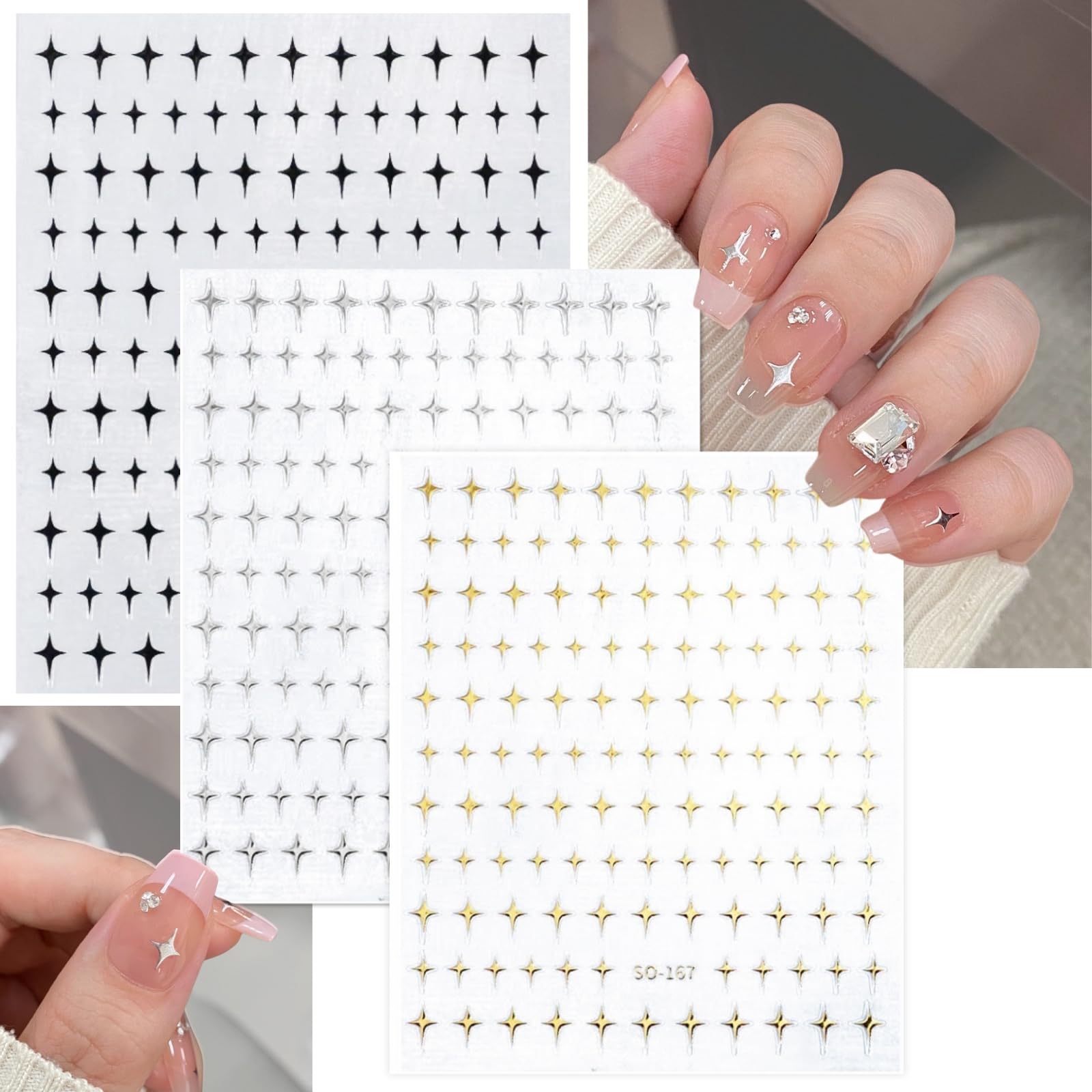 KEYRI 22 Blatt Nagelaufkleber – Monde, Sterne, Sonnen – Selbstklebend
