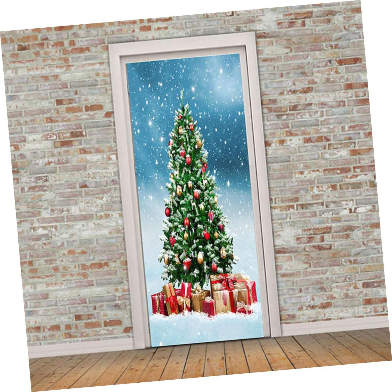 Alipis 6 Feuilles autocollant de porte Signes de Noël ornements décoratifs d'arbre de Noël decoration sapin de noel décoration sapin de noel fenêtre de noël s'accroche Décorations de fête